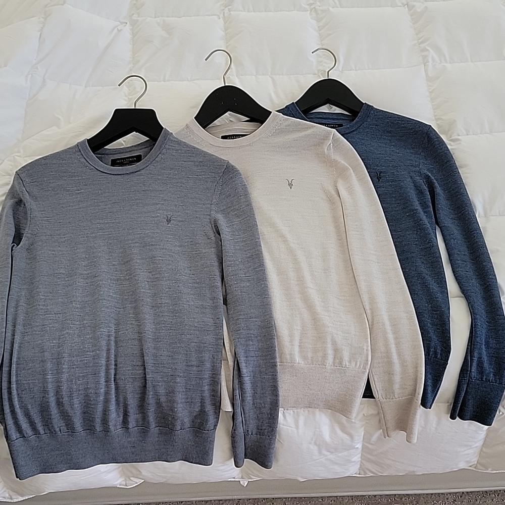 All Saints Mens Fitted Sweaters, Small